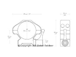 Hawke Precision Steel Ring Mounts Weaver 1 Inch